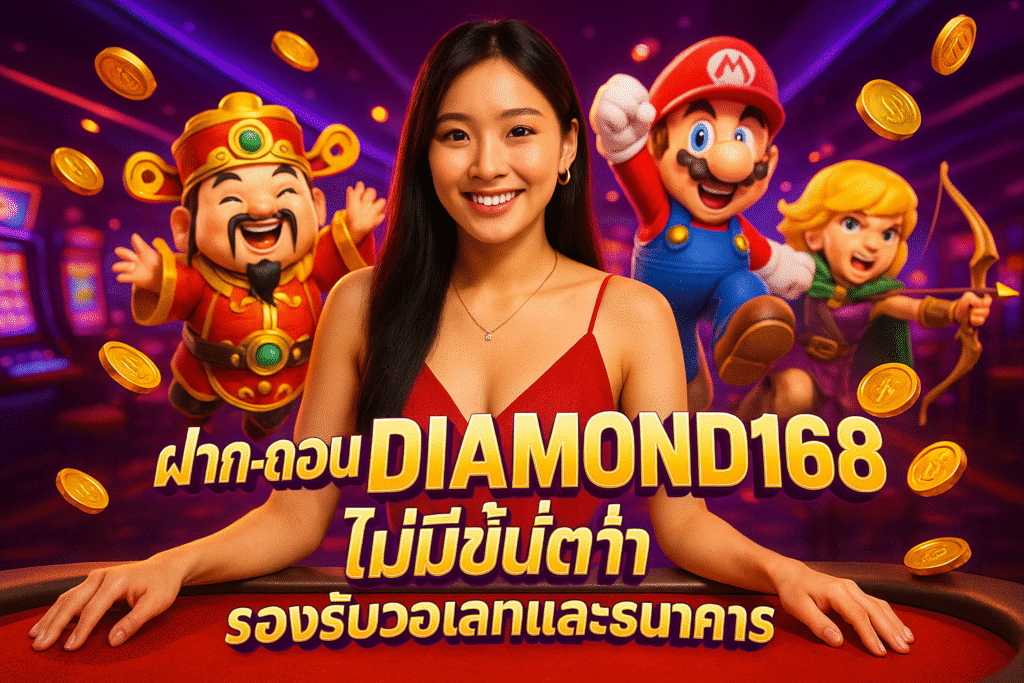 ฝาก-ถอน DIAMOND168 ไม่มีขั้นต่ำ รองรับวอเลทและธนาคาร